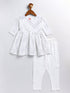 Girl's White Mirror Kurta Pyjama Set
